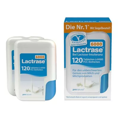 Lactrase 6.000 FCC comprimidos en un paquete doble con dispensador de clic, 2x120 st