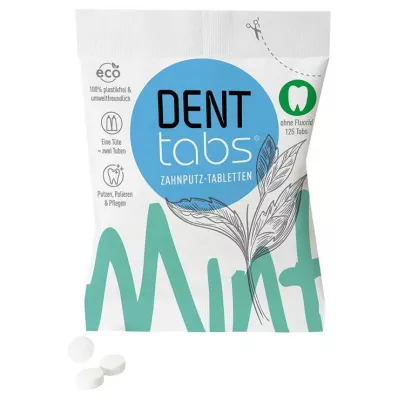DENTTABS Pastillas de cepillo de dientes stevia-menta sin flúor, 125 uds