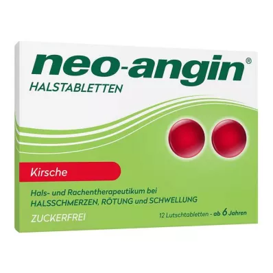 pastillas para la garganta neo-angin cereza sin azúcar, 12 piezas