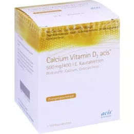 CALCIUM VITAMIN D3 acis 500 mg/400 U.I. Comprimido masticable, 100 uds