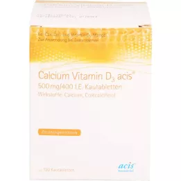 CALCIUM VITAMIN D3 acis 500 mg/400 U.I. Comprimido masticable, 120 uds