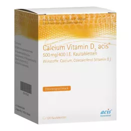 CALCIUM VITAMIN D3 acis 500 mg/400 U.I. Comprimido masticable, 120 uds