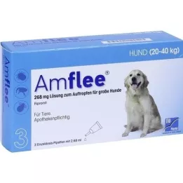 AMFLEE 268 mg solución spot-on para perros grandes 20-40kg, 3 uds