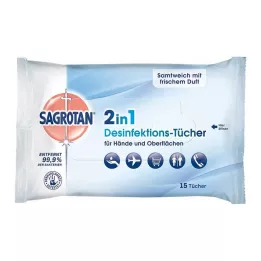SAGROTAN Toallitas desinfectantes 2en1, 15 uds