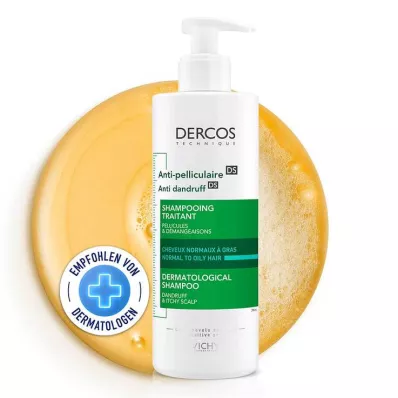 VICHY DERCOS Champú anticaspa para cuero cabelludo graso, 390 ml