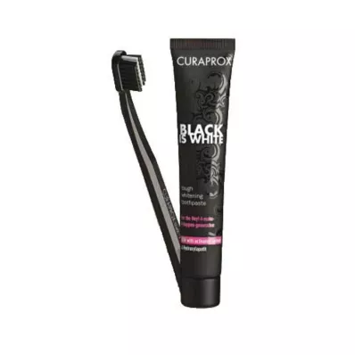 CURAPROX pasta de dientes y cepillo de carbón negro es blanco, 1 ud