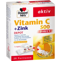 DOPPELHERZ Vitamina C 500+Zinc Depot DIRECT Pellets, 20 uds