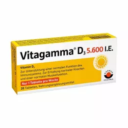 VITAGAMMA D3 5.600 U.I. Vitamina D3 NEM Comprimidos, 20 uds
