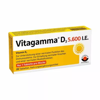 Vitagamma D3 5.600 UI Tabletas de vitamina D3 NEM , 20 st
