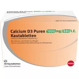 CALCIUM D3 Puren 1000 mg/880 U.I. Comprimidos masticables, 90 unid