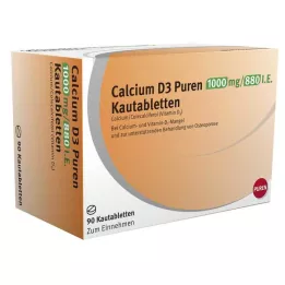 CALCIUM D3 Puren 1000 mg/880 U.I. Comprimidos masticables, 90 unid