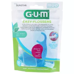 GUM Easy-Flossers palitos de hilo dental encerado menta + estuche de viaje, 30 piezas