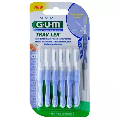 GUM Fresa interdental Trav-Ler 0.6IN azul claro vela, 6 piezas