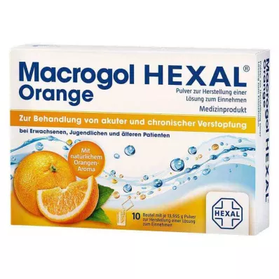 Macrogol HEXAL Polvo de naranja para bolsita de solución oral, 10 piezas Macrogol HEXAL Polvo de naranja para bolsita de solución oral, 10 piezas