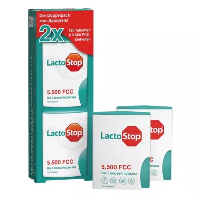 Lactostop 5.500 FCC tabletas Click Dispensador Paquete doble, 2x120 ST
