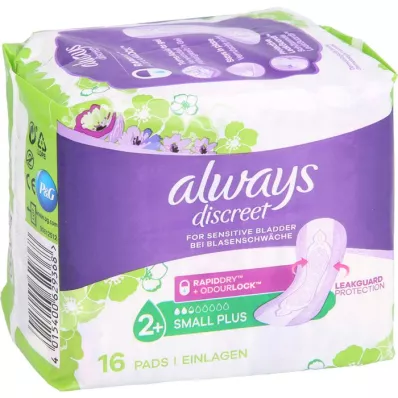 ALWAYS inserto discreto para incontinencia small plus, 16 uds