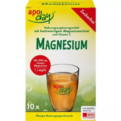 APODAY Magnesio Mango-Fruta de la Pasión en polvo sin azúcar, 10X4,5 g