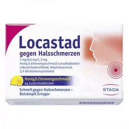 LOCASTAD contra el dolor de garganta Miel-Limón Lut.-T., 24 uds