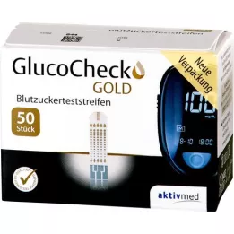 GLUCOCHECK GOLD Tiras reactivas de glucosa en sangre, 50 unidades