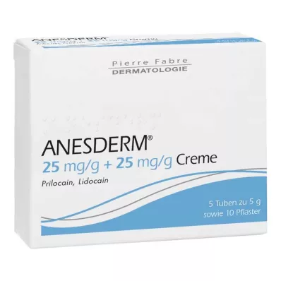 ANESDERM 25 mg/g + 25 mg/g crema + parche, 5 x 5 g