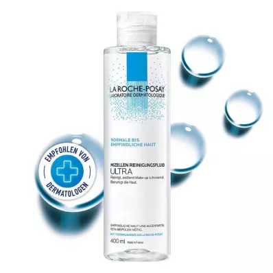 La Roche-Posay Fluido Limpiador Micelar Ultra para pieles sensibles, 400 ml