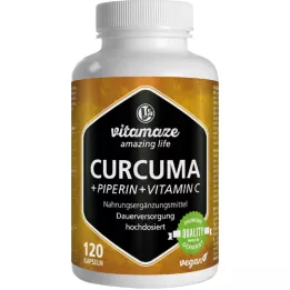CURCUMA+PIPERIN+Cápsulas vegetales de vitamina C, 120 uds