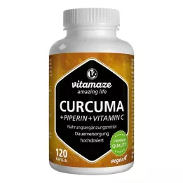 CURCUMA+PIPERIN+Cápsulas vegetales de vitamina C, 120 uds