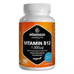 VITAMIN B12 1000 µg comprimidos veganos de alta dosis, 180 uds