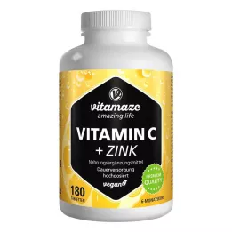 VITAMIN C 1000 mg comprimidos veganos de alta dosis+zinc, 180 uds