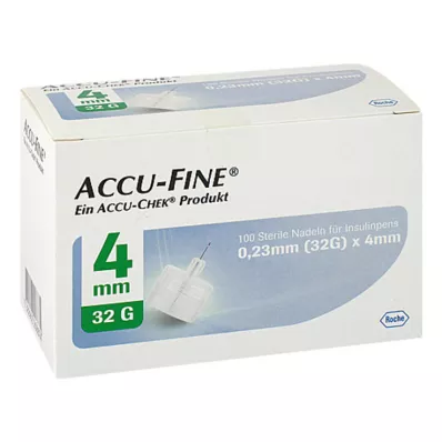Agujas estériles Accu Fine para plumas de insulina 4 mm 32 G, 100 piezas