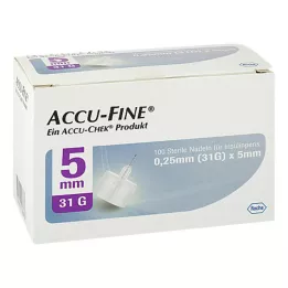 ACCU FINE agujas estériles para plumas de insulina 5 mm 31 G, 100 uds