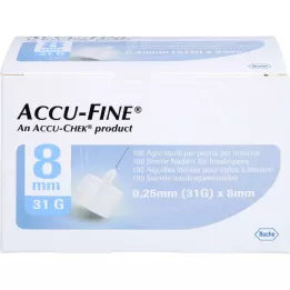 ACCU FINE agujas estériles para plumas de insulina 8 mm 31 G, 100 uds