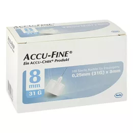 ACCU FINE agujas estériles para plumas de insulina 8 mm 31 G, 100 uds