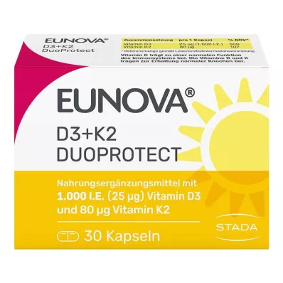 EUNOVA DuoProtect D3+K2 1000 I.E./80 μg Cápsulas, 30 uds