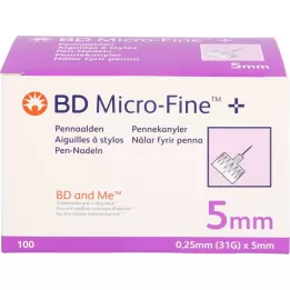 BD MICRO-FINE+ Agujas para bolígrafo 0,25x5 mm, 100 uds