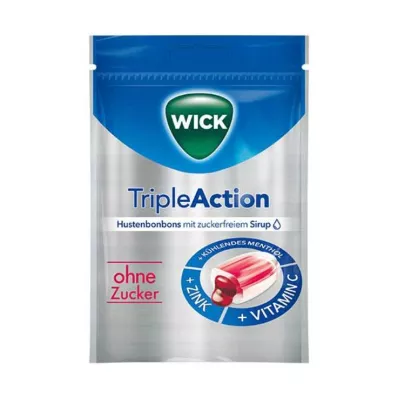 WICK Mentol Triple Acción &amp; Caramelos de cassis sin azúcar, 72 g
