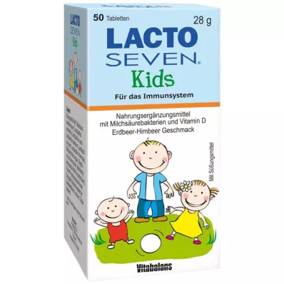 LACTO SEVEN Tabl. sabor fresa-frambuesa infantil, 50 uds