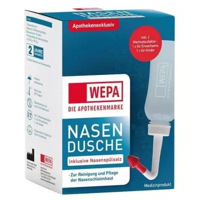 Jarra de enjuague nasal Wepa con 10x2,95 g de sal de enjuague nasal, 1 p