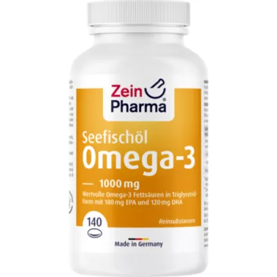OMEGA-3 1000 mg cápsulas blandas de aceite de pescado de mar de alta dosis, 140 uds