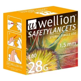 WELLION Safetylancets 28 G esmaltes de seguridad, 100 uds