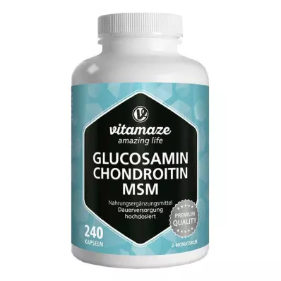 GLUCOSAMIN CHONDROITIN MSM Vitamina C en cápsulas, 240 cápsulas