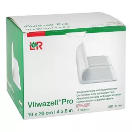 Vliwazell Pro superabsorb.compress estéril 10x20 cm, 10 st