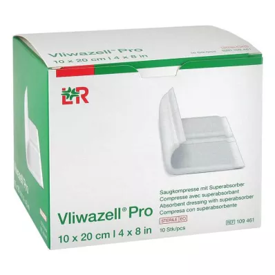 Vliwazell Pro superabsorb.compress estéril 10x20 cm, 10 st