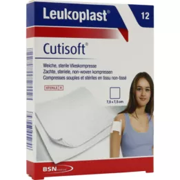 LEUKOPLAST Compresa de vellón Cutisoft 7,5x7,5 cm estéril, 12 uds