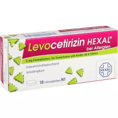 LEVOCETIRIZIN HEXAL para alergias 5 mg comprimidos recubiertos con película, 18 uds