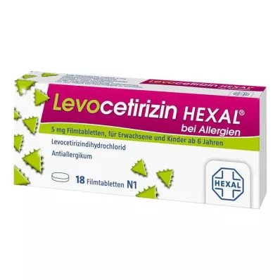 Levocetirizina hexal para alergias 5 mg comprimidos recubiertos con película, 18 piezas