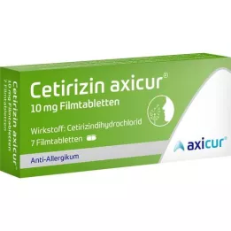 CETIRIZIN axicur 10 mg comprimidos recubiertos con película, 7 uds