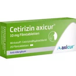 CETIRIZIN axicur 10 mg comprimidos recubiertos con película, 20 uds