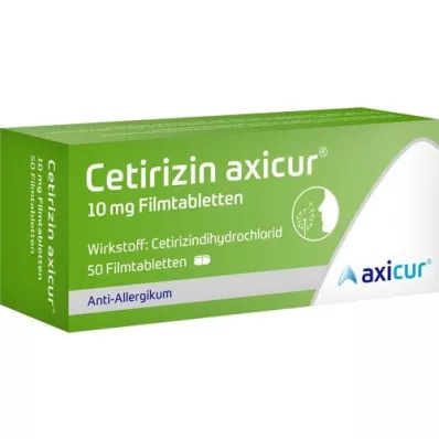 CETIRIZIN axicur 10 mg comprimidos recubiertos con película, 50 uds