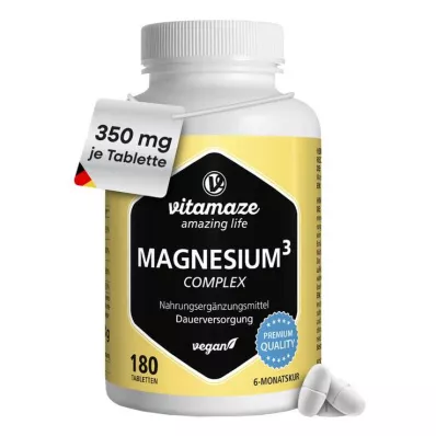 Magnesio 350 mg complejo citrato/óxido/carbonato tabletas veganas, 180 piezas